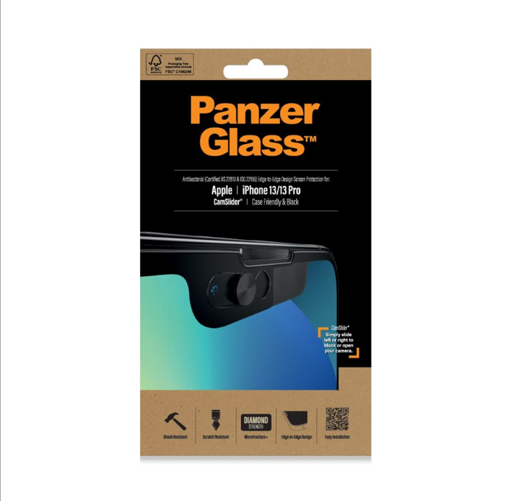 PanzerGlass CamSlider® 屏幕保护膜 Apple iPhone 13 | 13 专业版 |边到边