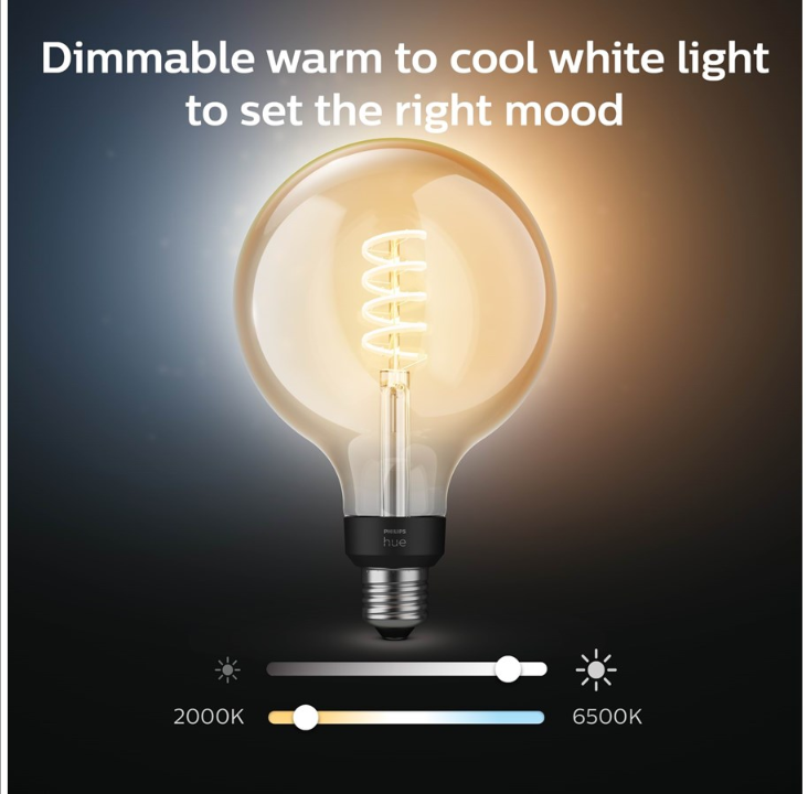 Philips Hue White Ambiance Filament G125 E27 Large Globe - 1-Pack