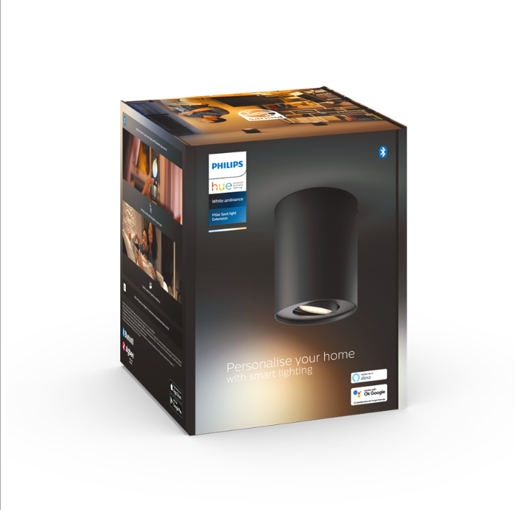 Philips Hue Pillar Single Spotlight - Black - Without Dimmer Switch