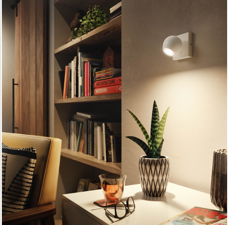 Philips Hue Buckram Single Spotlight - White - With Dimmer Switch