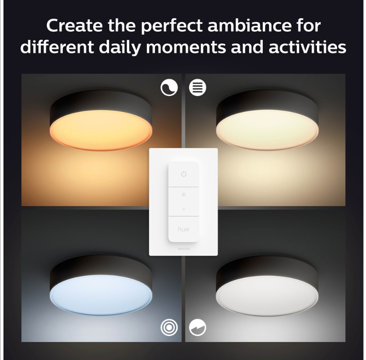 Philips Hue Enrave Small Ceiling Light - Black