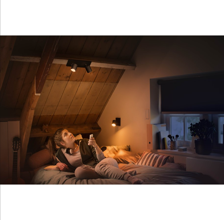 Philips Hue RunWhen Double Spotlight - Black - With Dimmer Switch