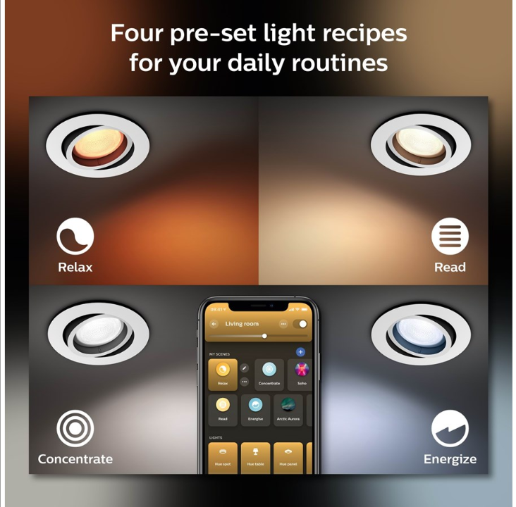 Philips Hue Centura 圆形嵌入式聚光灯 - 铝 - 3 件装