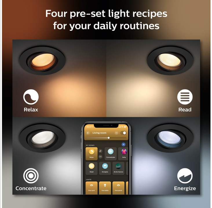 Philips Hue Centura 嵌入式聚光灯圆形 - 黑色 - 3 件装