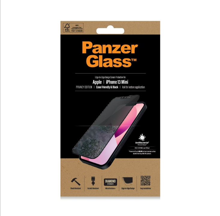 PanzerGlass Privacy Screen Protector Apple iPhone 13 Mini | Edge-to-Edge