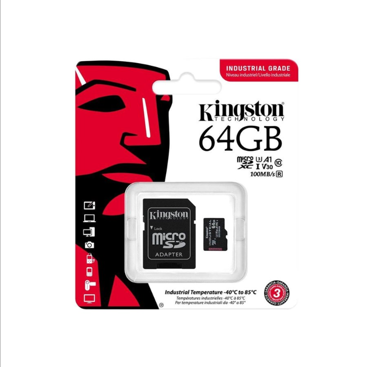 Kingston Industrial microSD/SD - 100MB/s - 64GB
