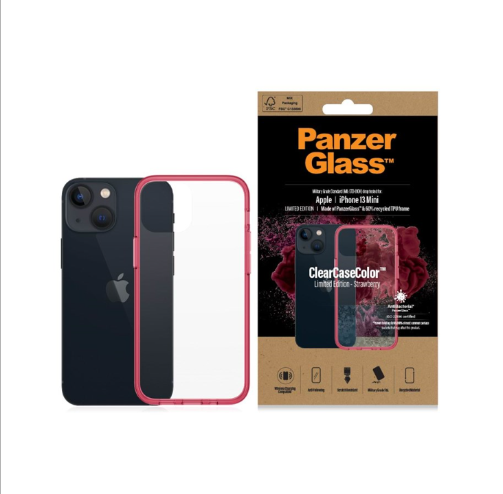 PanzerGlass Apple iPhone 13 mini AntiBacterial ClearCase - Strawberry