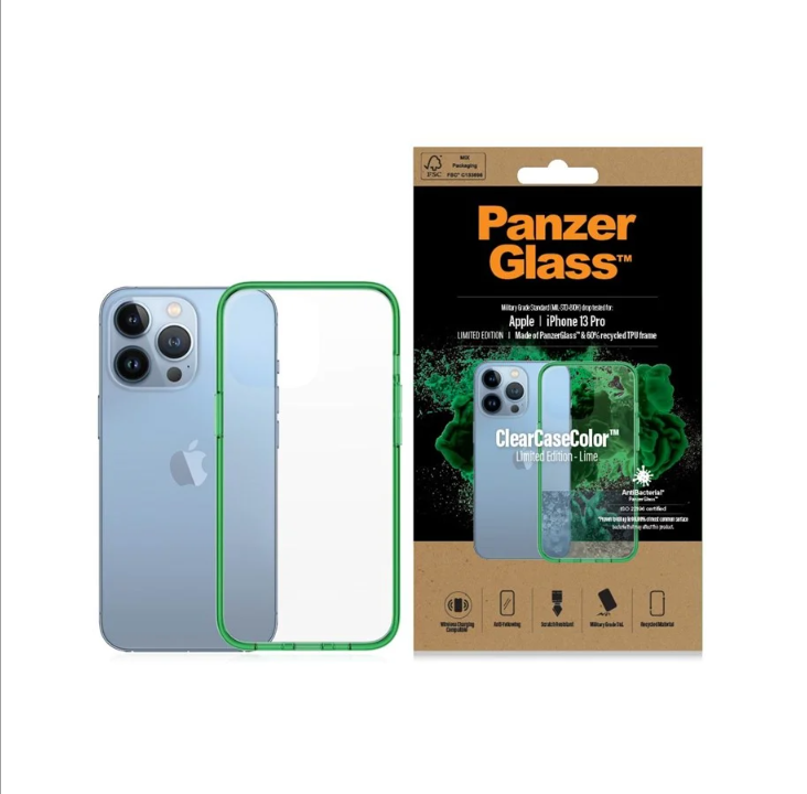 PanzerGlass Apple iPhone 13 Pro AntiBacterial ClearCase Pro - Lime *DEMO*