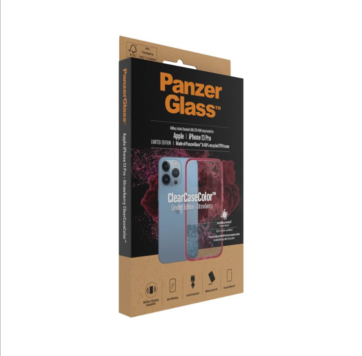 PanzerGlass Apple iPhone 13 Pro AntiBacterial ClearCase- Strawberry