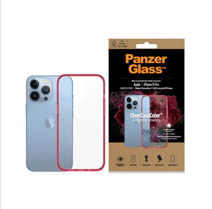 PanzerGlass Apple iPhone 13 Pro AntiBacterial ClearCase- Strawberry