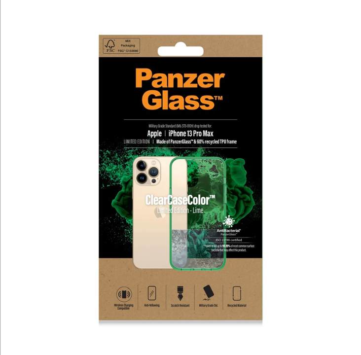 PanzerGlass Apple iPhone 13 Pro Max AntiBacterial ClearCase - Lime