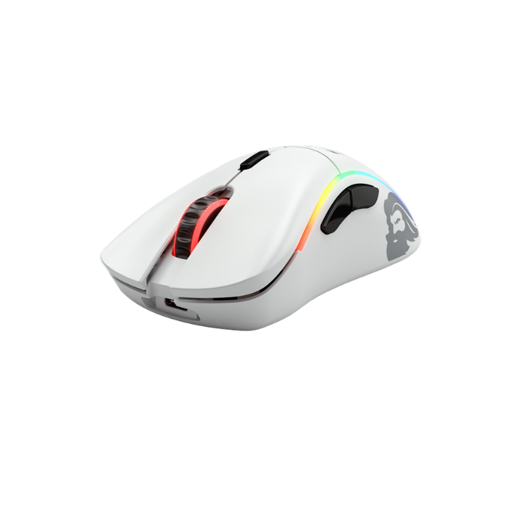 Glorious Model D 无线 - 哑光白色 - 游戏鼠标 - 光学 - 6 个按钮 - 白色带 RGB 灯 *演示*