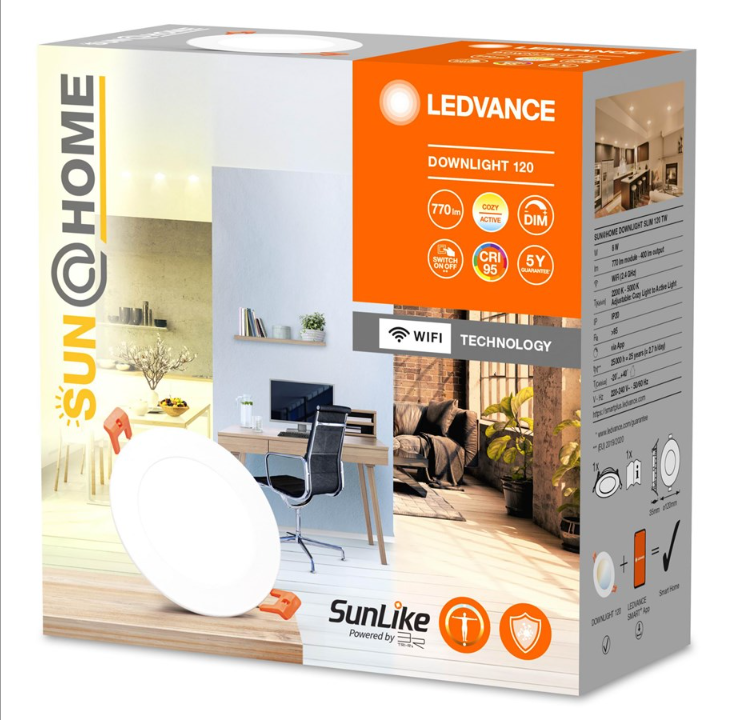 LEDVANCE SMART+ Sun@Home Downlight 120mm 770lm 8W TW WiFi