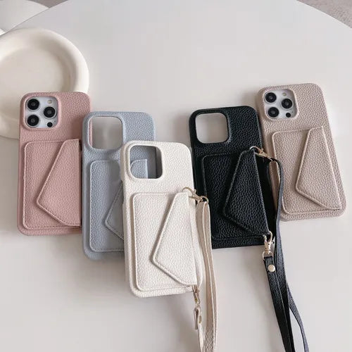 Litchi Pattern Diagonal Span Mobile Phone Case Package With Lanyard For IPhone14 6.1inch IPhone 14 PLUS IPhone 14Pro IPhone 14Pro MAX