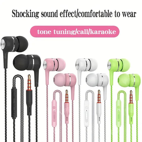 In Ear Earphones For Mobile Phones, Computers, Subwoofers, Wired Headphones With Microphone, For Game Earplugs, Karaoke, Android, Male And Female Headphones Wired Earphones With Semi In Ear High Sound Quality 3.5mm Circular Hole Interface