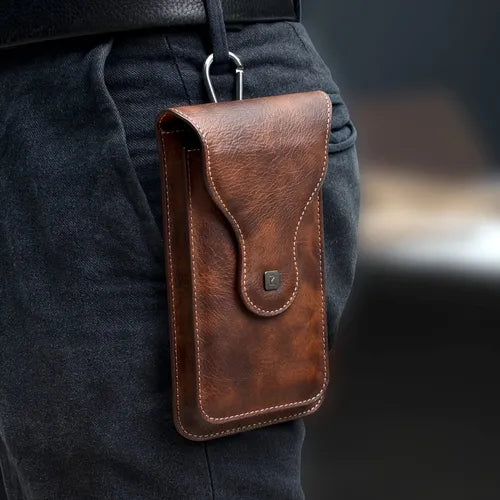 Double Layer Mobile Phone Case Men's Mobile Phone Protective Case For Outdoor Waist Bag Vertical Belt Bag