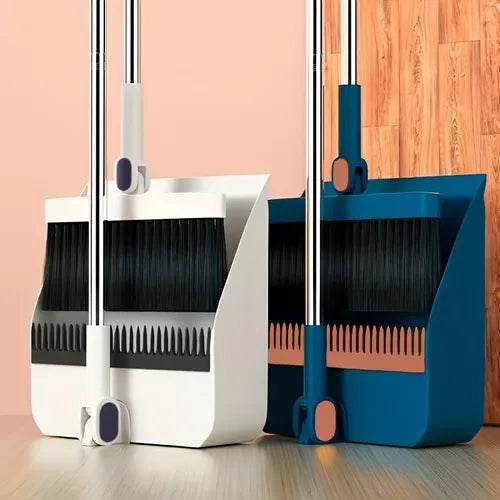 1set/2pcs Broom And Dustpan Set For Home, Upright Dustpan And Broom Combo Set, Sweeping Office Kitchen Wood Floor Pet Hair, Cleaning Supplies For Indoor Housewarming Gift 93.98cm/123.95cm