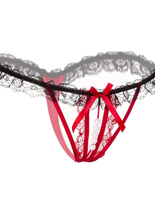 Women's Sexy Panties,Lace Thongs G-String With Pearls Ball