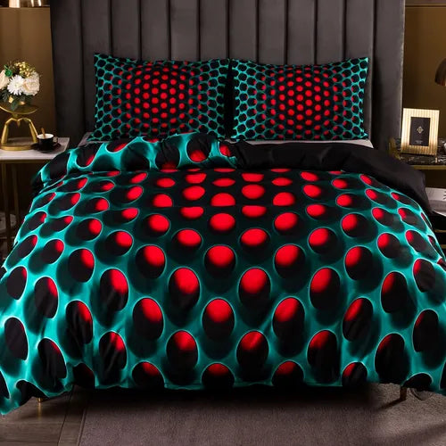 3pcs Y2K Stereoscopic Dense Holes Pattern Bedding Set, Colorful Duvet Cover Set (Without Quilt)