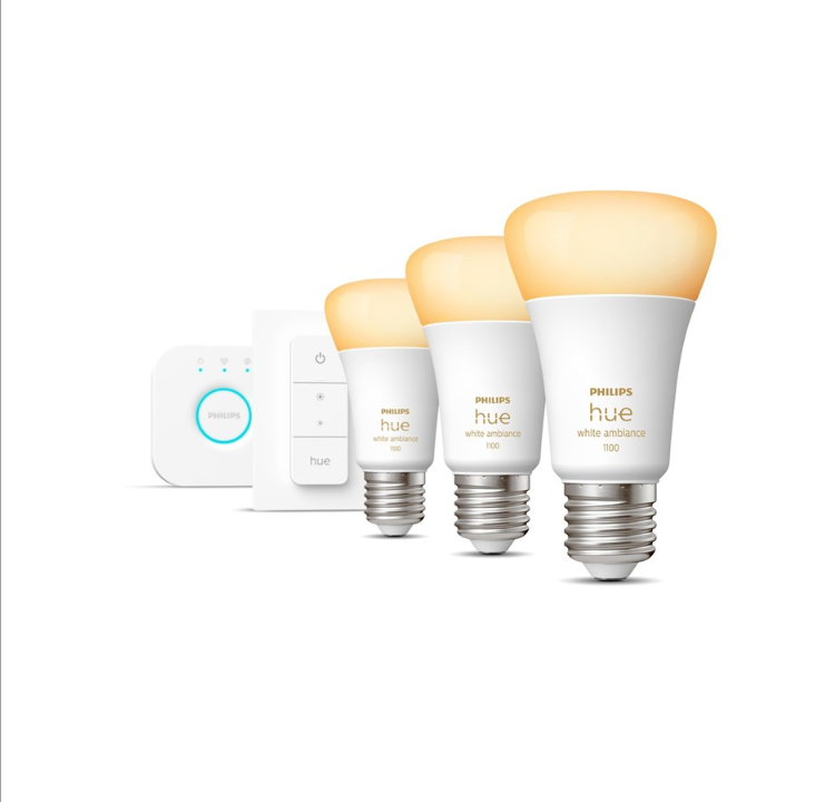 Philips Hue White Ambiance A60 E27 1100 Lumen - حزمة المبتدئين مع مصدرين للضوء