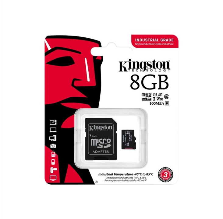 Kingston Industrial microSD/SD - 100MB/s - 8GB