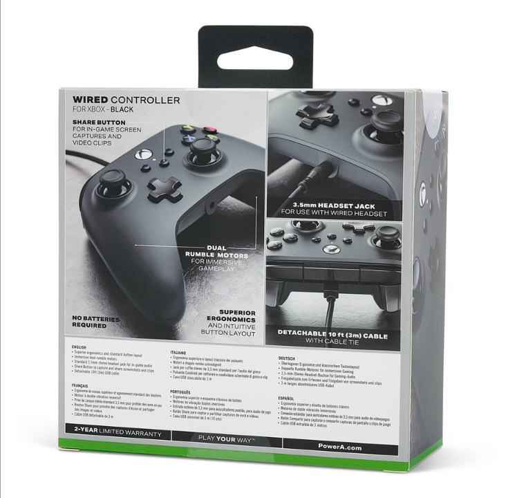 PowerA Wired Controller for Xbox Series X|S - Black - Gamepad - Microsoft Xbox One