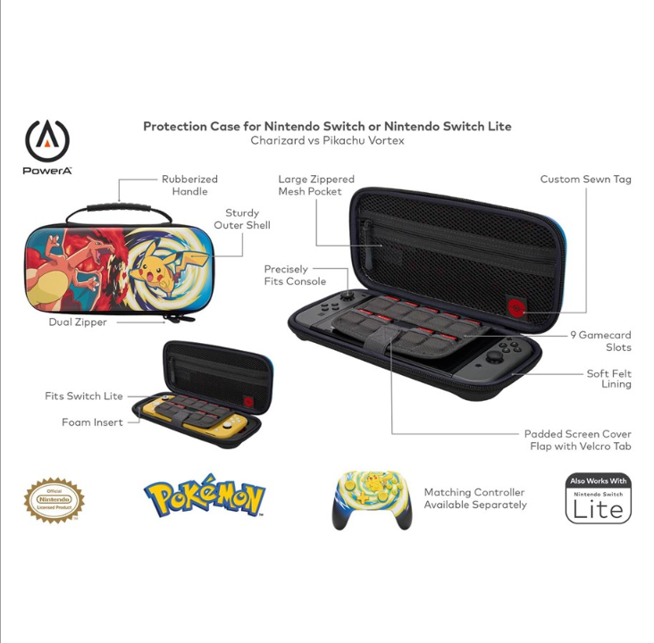 PowerA Protective case for Nintendo Switch or Switch Nintendo Lite - Pokemon: Charizard vs. Pikachu Vortex - Bag - Nintendo Switch