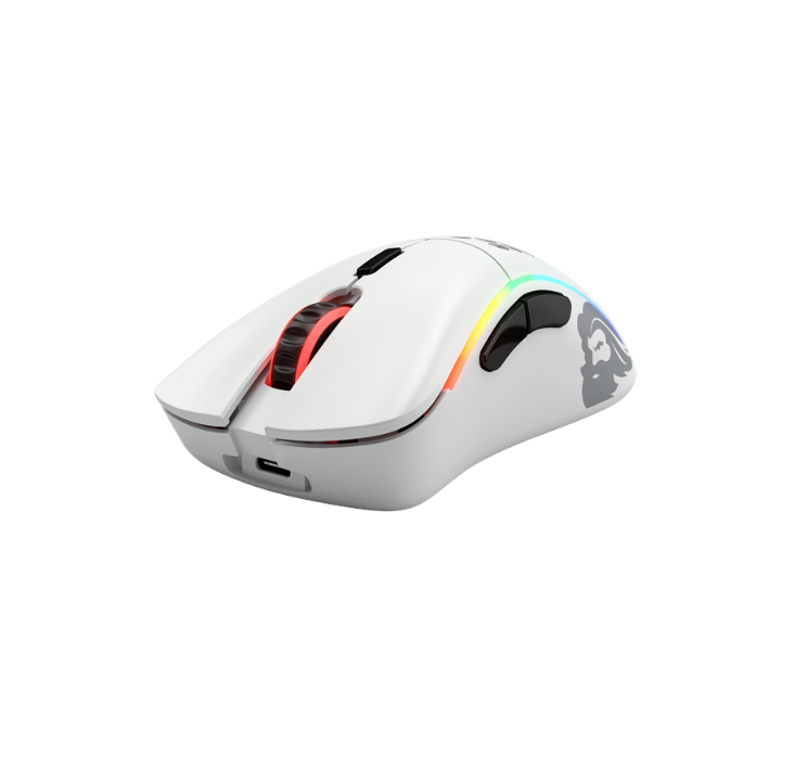 موديل D- لاسلكي - أبيض مطفي - ماوس ألعاب - بصري - 6 أزرار - أبيض مع ضوء RGB