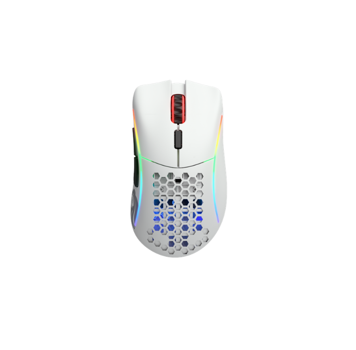 Glorious 型号 D- 无线 - 哑光白色 - 游戏鼠标 - 光学 - 6 个按钮 - 白色带 RGB 灯