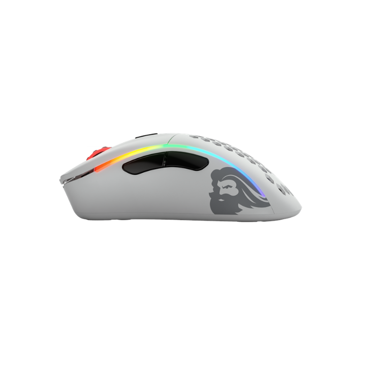 موديل D- لاسلكي - أبيض مطفي - ماوس ألعاب - بصري - 6 أزرار - أبيض مع ضوء RGB