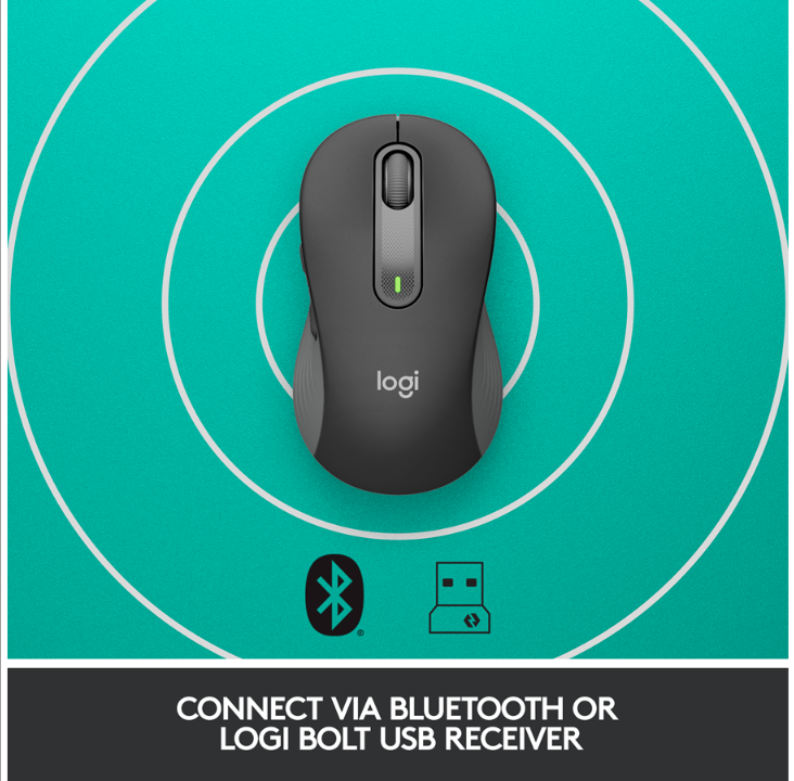 Logitech Signature M650 Large Wireless Graphite - Mouse - Optic - 5 buttons - Black