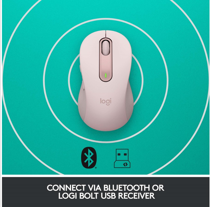 Logitech Signature M650 大型无线 Rose - 鼠标 - 光学 - 5 个按钮 - 粉色