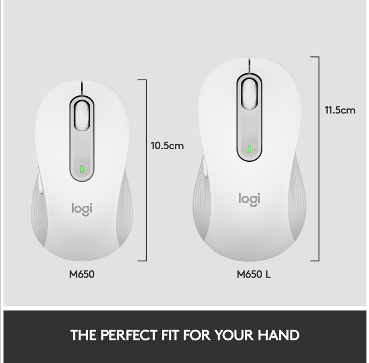 Logitech Signature M650 Large Wireless Off-White - Mouse - Optic - 5 buttons - White