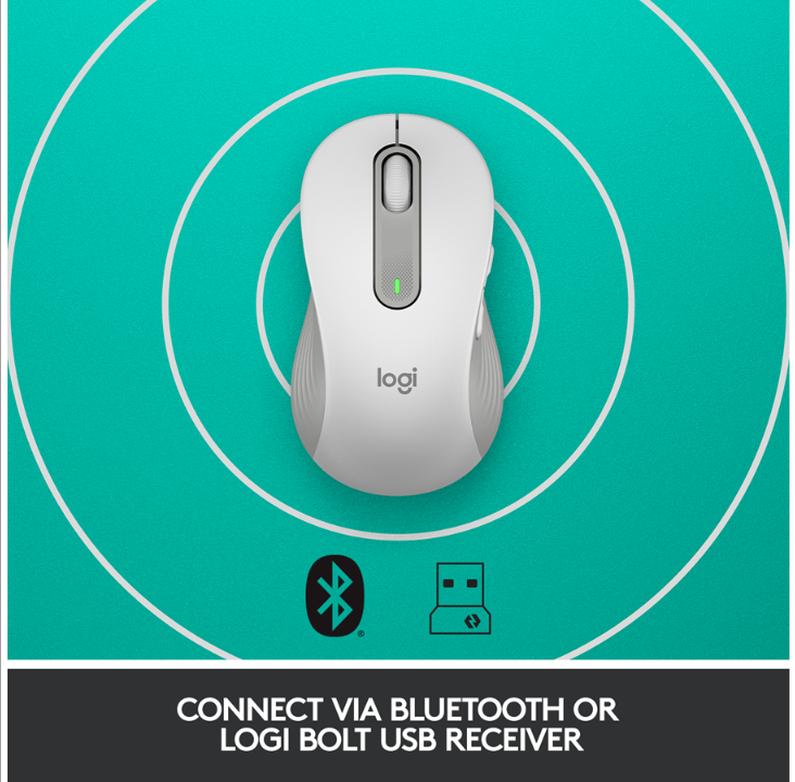 Logitech Signature M650 Large Wireless Off-White (Left Handed) - Mouse - Optic - 5 buttons - White