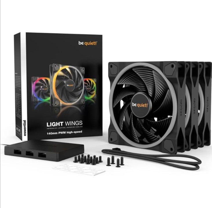 be quiet! LIGHT WINGS 140mm PWM high-speed Triple-Pack - Chassis fan - 140mm - Black with RGB LED - 31 dBA