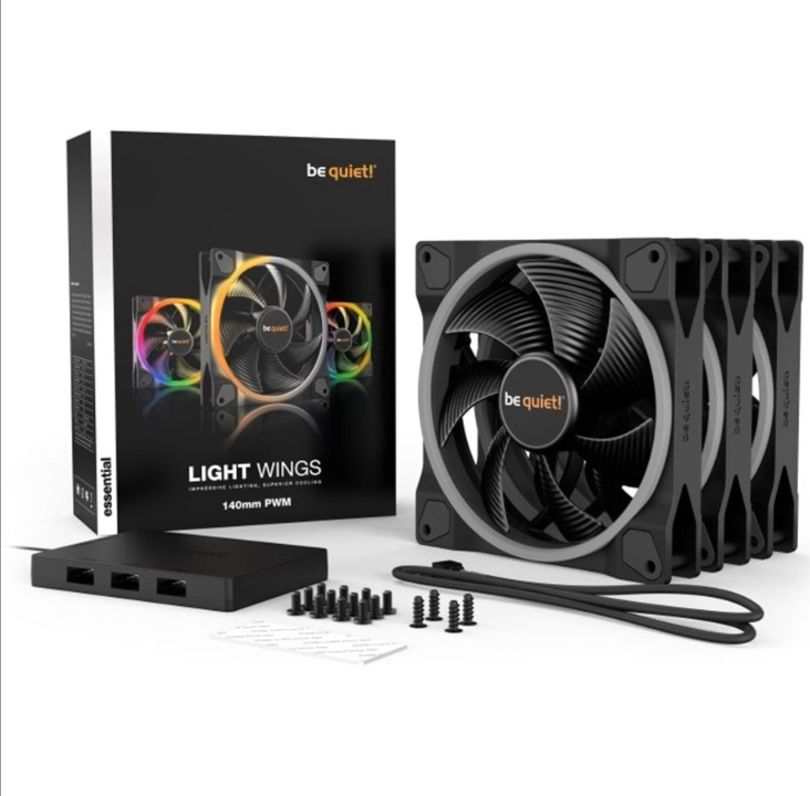 be quiet! LIGHT WINGS 140mm PWM - triple pack - Chassis fan - 140mm - Black with RGB LED - 23 dBA
