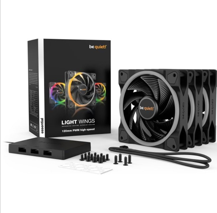 be quiet! LIGHT WINGS 120mm PWM high-speed Triple-Pack - Chassis fan - 120mm - Black with RGB LED - 31 dBA