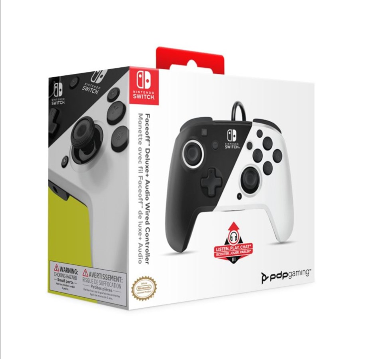 PDP Faceoff Deluxe+ Audio Wired Controller - Black/White - Gamepad - Nintendo Switch