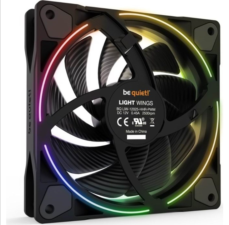 be quiet! LIGHT WINGS 120mm PWM high-speed - Chassis fan - 120mm - Black with RGB LED - 31 dBA