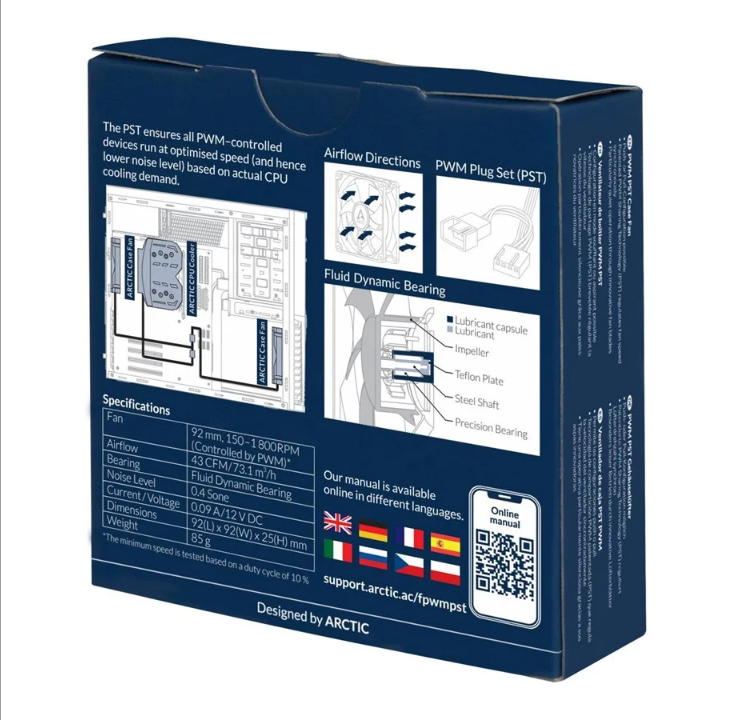 Arctic F9 PWM PST - Chassis fan - 92mm - Black - 24 dBA