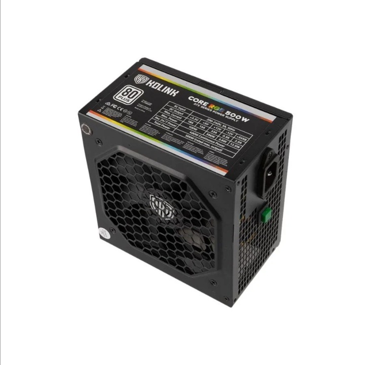 Kolink Core RGB power supply - 500 Watt - 120 mm - 80 Plus White certificate (up to 80% efficiency)