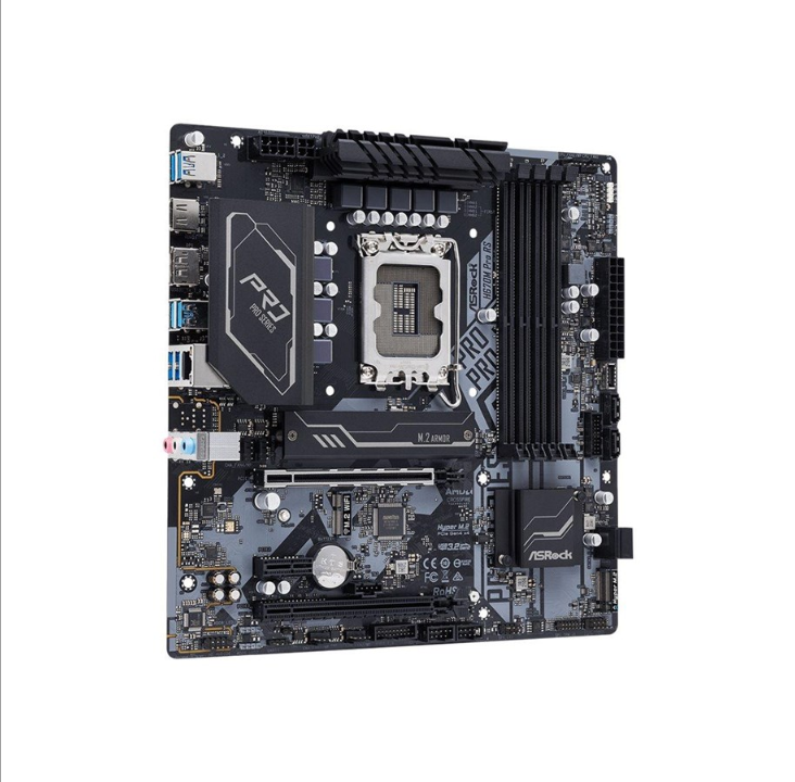 اللوحة الأم ASRock H670M Pro RS - Intel H670 - مقبس Intel LGA1700 - ذاكرة الوصول العشوائي DDR4 - Micro-ATX