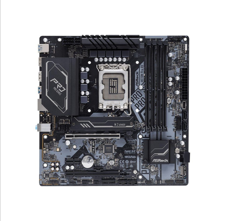 اللوحة الأم ASRock H670M Pro RS - Intel H670 - مقبس Intel LGA1700 - ذاكرة الوصول العشوائي DDR4 - Micro-ATX