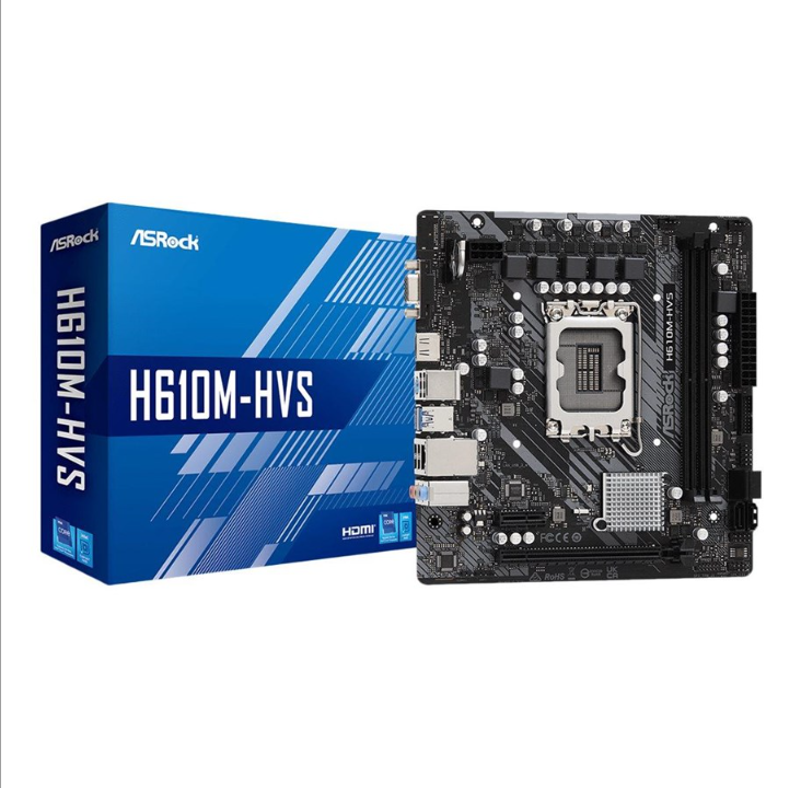 ASRock H610M-HVS Motherboard - Intel H610 - Intel LGA1700 socket - DDR4 RAM - Micro-ATX