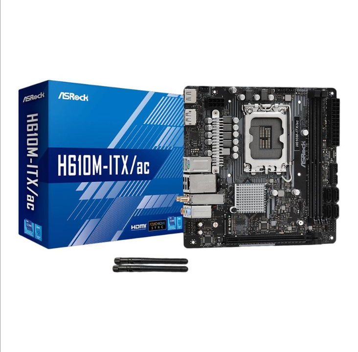 ASRock H610M-ITX/ac - motherboard - mini ITX - LGA1700 Socket - H610 Motherboard - Intel H610 - Intel LGA1700 socket - DDR4 RAM - Mini-ITX