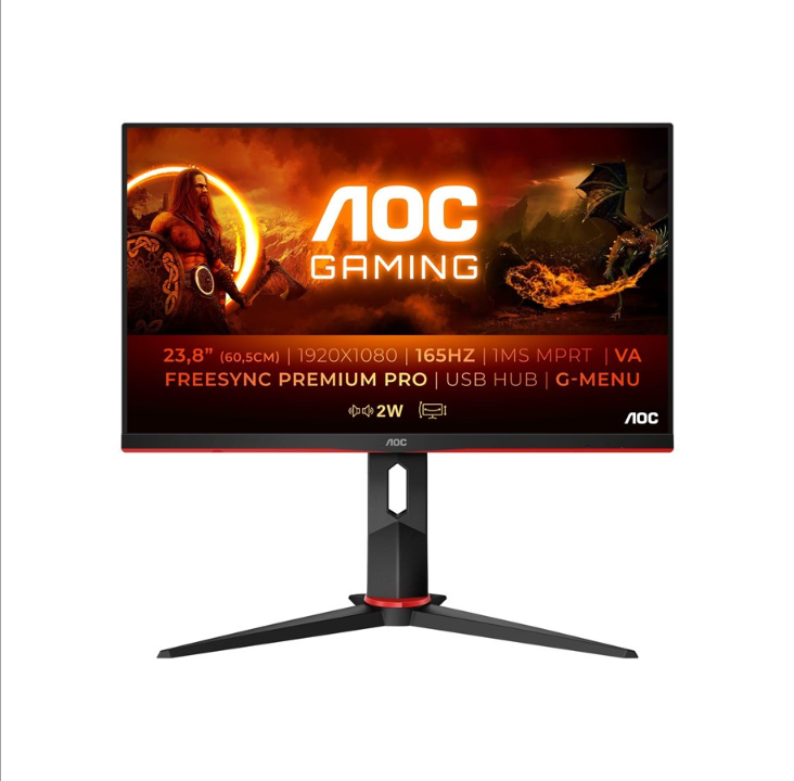 24" AOC Gaming 24G2SPU/BK - 1920x1080 - 165Hz - IPS - USB HUB - 4 ms - Screen