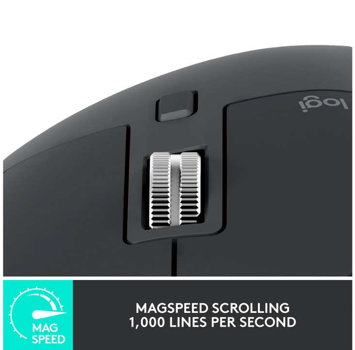 Logitech MX Master 3S Performance Wireless Mouse - Graphite - Ergonomic mouse - Optic - 7 buttons - Black