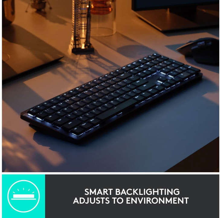 Logitech MX Mechanical Mini Minimalist Wireless Illuminated Performance Keyboard Graphite - Clicky - ND