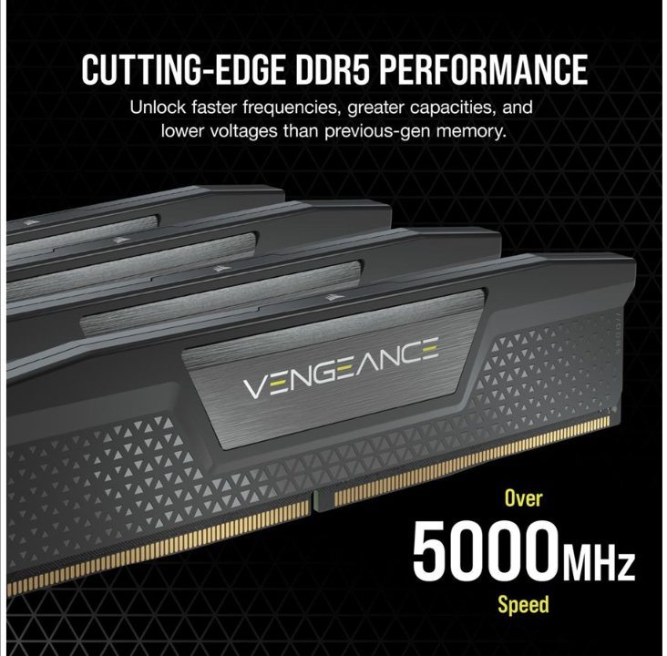 Corsair Vengeance DDR5-6000 - 32 جيجا بايت - CL36 - ثنائي القناة (2 قطعة) - Intel XMP - أسود