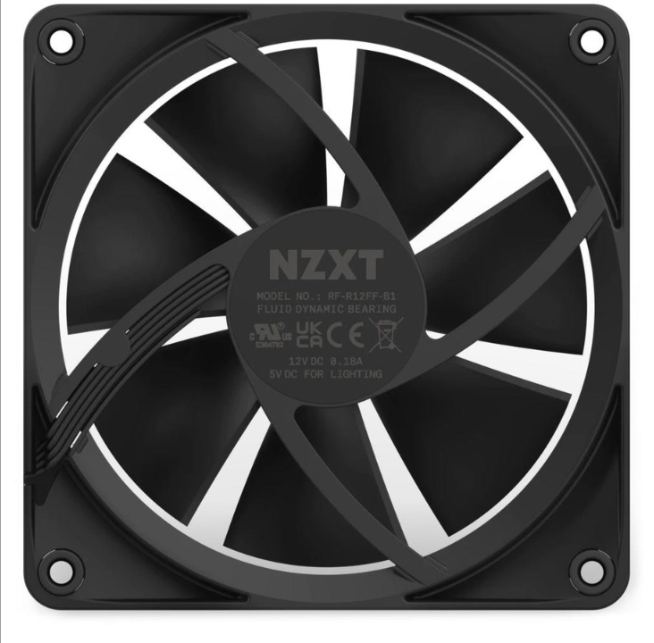 NZXT F120 RGB - Black - Chassis fan - 120mm - Black with RGB LED - 28 dBA